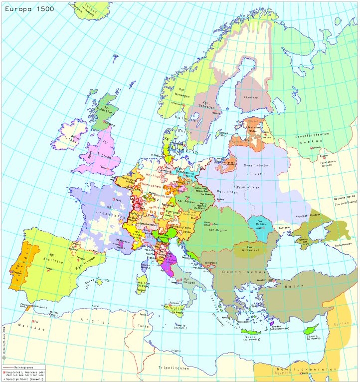 Karte Europa 1500